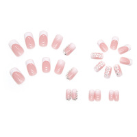 Design de Style français, vente chaude, faux ongles à pression, conseils de manucure, diamant brillant en forme de fleur, ongles artificiels