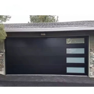 Portes <span class=keywords><strong>de</strong></span> <span class=keywords><strong>garage</strong></span> modernes à isolation thermique, panneaux lisses noir mat, couleurs personnalisées, norme européenne, pour villas - Product Image 5