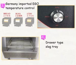Grille-pain électrique à convoyeur en acier inoxydable pour restaurant, hôtel, sandwich, petit burger - Product Image 4