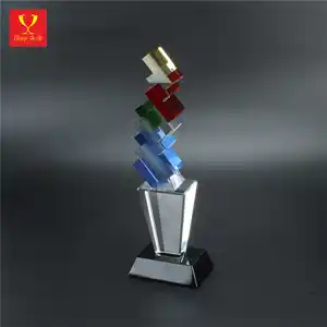 Hitop Design K9 Crystal Trophy And Award Customize Logo Mulite-Color For Crystal Trophy Gift