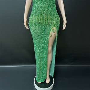 Novance Y4545 Prodotti di Tendenza, Abiti <span class=keywords><strong>da</strong></span> Sera Verdi con Frange di Strass Scintillanti per Donne, Elegante Vestito per <span class=keywords><strong>Cerimonia</strong></span> di Laurea - Product Image 5