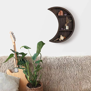 Wall Wooden Shelves Wooden Wall Shelf Living Room Bedroom Decor Hanging Storage Display Wall Mounted Moon Wooden Floating Shelves