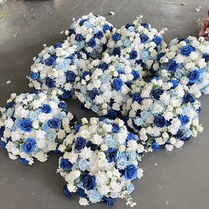 Centrotavola Moderno Artigianale con Sfera di Rose Bianche e <span class=keywords><strong>Rosa</strong></span>, Decorazione per Tavoli da Matrimonio ed Eventi, Fiori Artificiali - Product Image 4