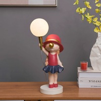 Adorable Table de Chevet pour Chambre d'Enfant, Décoration Intérieure, Sculpture Fille Soufflant des Bulles en Résine, Lampe de Nuit Nordique pour Chambre à Coucher