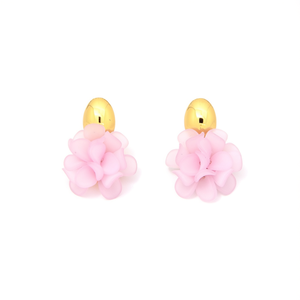 Pendientes de Moda con Flores Rosadas, Chapados en Oro, Acero Inoxidable 316L, Sostenibles y Resistentes - Product Image 2