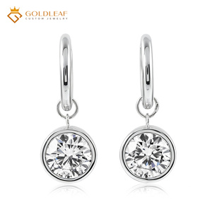 Goldleafgem Custom PT950 Platinum IGI Certified Round Lab Grown <b>Diamond</b> Hoop <b>Dangle</b> <b>Earrings</b> Women Daily Wear Fine Jewelry Gift - Product Image 3