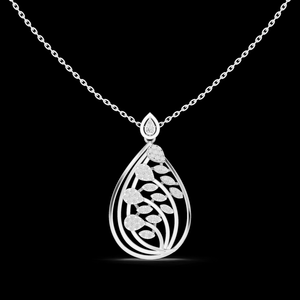 Colgante de Diamante en Forma de Lágrima con Hojas en Oro Rosa, Joyería de Lujo para Mujer para Compromiso y Boda - Product Image 3