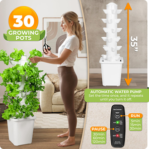 Système de culture hydroponique en tour, jardinage vertical intérieur, 30 plantes, kit complet, minuterie, compteur PH+TDS, jauge de niveau <span class=keywords><strong>d</strong></span>'eau, <span class=keywords><strong>jardin</strong></span> - Product Image 2