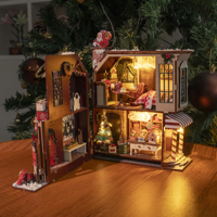 Nouveau produit 2026 M2516 Maison miniature de Noël enchantée, cadeau de Noël, maison de poupée, kit de maison de poupée en bois