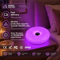 Lampe de table LED moderne avec télécommande RGB, batterie intégrée rechargeable, lampe de chevet décorative LED en forme de donut