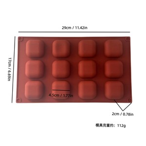Square Pillow Chocolate Mousse Cake Silicone Mold 15 Cavity Baking Utensil DIY Soap Chocolate Mold Dark Red - Product Image 4