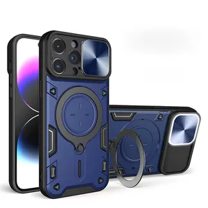 适用于苹果15专业重型支架手机外壳的滑动窗口摄像头保护套适用于三星S24 Ultra
