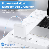 Chargeur MacBook, adaptateur secteur pour ordinateur portable 61W pour MacBook Pro, chargeur USB C 61W pour Mac Air, cordon de charge rapide pour iPad Pro