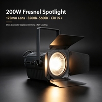 Foco LED DMX512 de Alta Potencia 200W, Doble Color 3200K 5600K, Atenuación Continua y Control CCT, CRI 97, Enfoque Manual