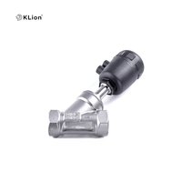 Válvula de Globo de Asiento Angular Tipo Y Neumática KLION con Actuador de Acero Inoxidable, Sellado de PTFE, Conexiones BSP DN15-DN100, 16 bar, ISO CE, para Agua