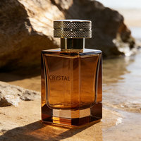 Flacon de parfum en verre vide personnalisé de luxe avec logo, 30 ml, 50 ml, 100 ml, flacon de parfum carré en verre avec bouchon doré et emballage en boîte