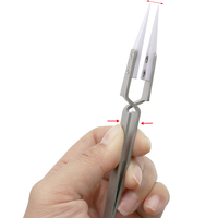Pince à épiler en céramique inversée antistatique en acier inoxydable pince à épiler droite à pointe incurvée conductrice résistante à la chaleur
