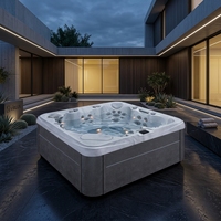 Bain à remous extérieur carré moderne Virlux avec 48 jets, 6 places, piscine spa en acrylique V1004