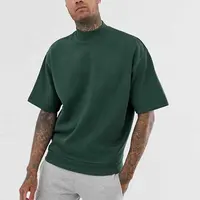 Men's Oversized Cotton T-Shirt, Army Green Turtle Neck