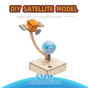 Kit d'<span class=keywords><strong>astronomie</strong></span> motorisé en bois naturel durable pour l'apprentissage spatial <span class=keywords><strong>Montessori</strong></span> – Modèle de orbite géostationnaire - Product Image 1