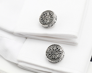 新製品ウェディングギフトリアル18Kゴールドシルバーカラーヴィンテージジュエリーカフスリンクメンズ用 - Product Image 6