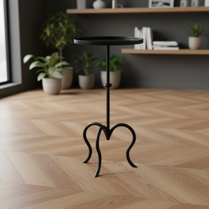 Elegant Design <strong>Black</strong> Metal Side <strong>Table</strong> Round <strong>Table</strong> Top <strong>Sofa</strong> <strong>Table</strong> for Living Room - Product Image 2