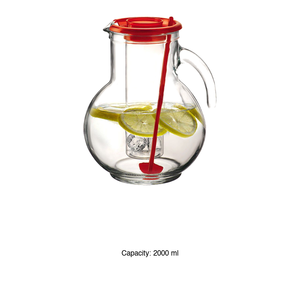 Kufra <b>Jug</b> with Red Lid, 2 L, with Ice Bucket, Bormioli Rocco - Product Image 3