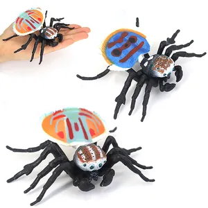 ของเล่นโมเดลแมงมุมพลาสติกสำหรับตกแต่งลายนกยูงแมงมุมแมลงแมงมุมยักษ์ทำจากพลาสติกขนาดใหญ่