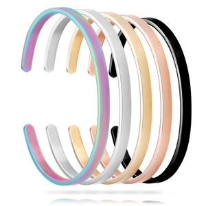 Bracciale a Polsino Personalizzato in Acciaio Inox Placcato Oro 14K con Incisione 'Be the Change' <span class=keywords><strong>da</strong></span> LOYALTY, 4MM 6MM 8MM - Product Image 2
