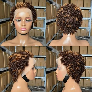 Parrucca Pixie Cut 13x4 con Lace Front, <span class=keywords><strong>Capelli</strong></span> Umani Brasiliani Naturali Ricci, Densità 180%, Pre-Plucked, per <span class=keywords><strong>Donne</strong></span> Nere - Conveniente - Product Image 5