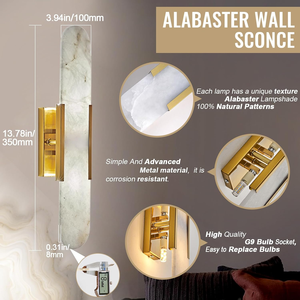 Alabaster <strong>Wall</strong> Sconce Natural Marble <strong>Wall</strong> <strong>Light</strong>, <strong>Gold</strong> Modern Alabaster Sconces <strong>Wall</strong> Mount for Dining Room, Living Room - Product Image 5