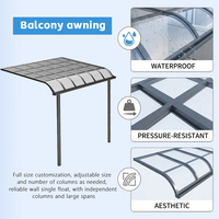 Auvent de luxe en aluminium avec toit transparent en polycarbonate, structure bronze, protection contre la pluie et les UV pour terrasse et jardin