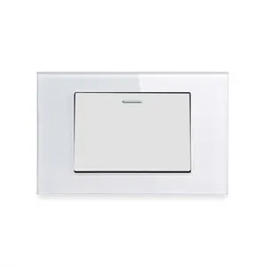 Wholesale Factory Price 118*75MM 1 gang 1 way wall switches US AU 16A 250V White Glass Panel