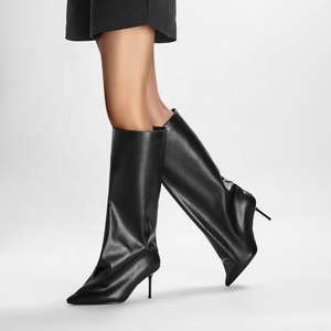 Nouvelles <span class=keywords><strong>bottes</strong></span> hautes en <span class=keywords><strong>cuir</strong></span> ultra-fibre à bout pointu et talons fins pour femmes, <span class=keywords><strong>bottes</strong></span> de <span class=keywords><strong>jupe</strong></span> - Product Image 1