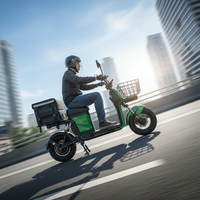 Nouveau scooter électrique 48V 500W avec batterie au plomb-acide, frein à disque et grand panier pour la livraison de nourriture