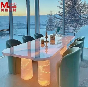 <span class=keywords><strong>Onyx</strong></span> Backlit bàn ăn trở lại thắp sáng đá cẩm thạch hòn đảo thanh tùy chỉnh thực hiện pha lê đồ nội thất ăn uống - Product Image 4