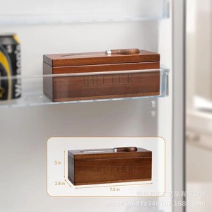Mantequillera de madera con tapa abatible, forma rectangular, para almacenamiento en la cocina - Product Image 3