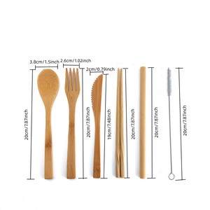 Juego de <span class=keywords><strong>Cubiertos</strong></span> de Bambú Ecológicos Reutilizables para Viaje con Estuche y Caja de Regalo, Juego de 6 Piezas - Product Image 3