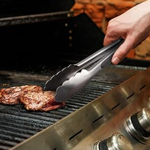 Pinze per Barbecue in Acciaio Inox con Manico per Costine e Bistecche, Utensile da Cucina in Metallo - Product Image 1