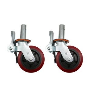 İskele 6 inç 8 inç ağır PU kauçuk cep ayarlanabilir iskele <span class=keywords><strong>Caster</strong></span> tekerlek kilitli fren ile el arabası tekerleği hint - Product Image 3