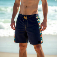 Shorts de surf vintage pour hommes, shorts de bain athlétiques avec doublure en mesh et passants de ceinture, pour les vacances et la plage