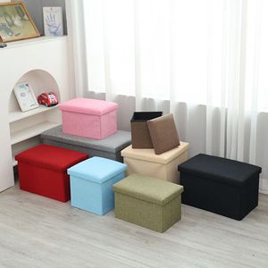 <b>Storage</b> <b>Stool</b> Fabric 40x40x60cm Beige Home Ottoman Seat <b>Storage</b> Box - Product Image 4