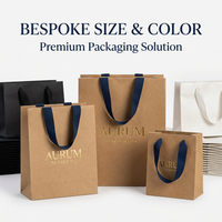 Sac cadeau en papier kraft brun 250 g/m² avec logo personnalisé - Poignées en corde verticales et horizontales robustes, couleurs personnalisées, artisanat, bougie
