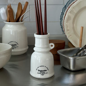 حامل أواني مطبخ من السيراميك العتيق لسطح الطاولة أواني طهي كبيرة منظم أواني للملعقة - Product Image 3