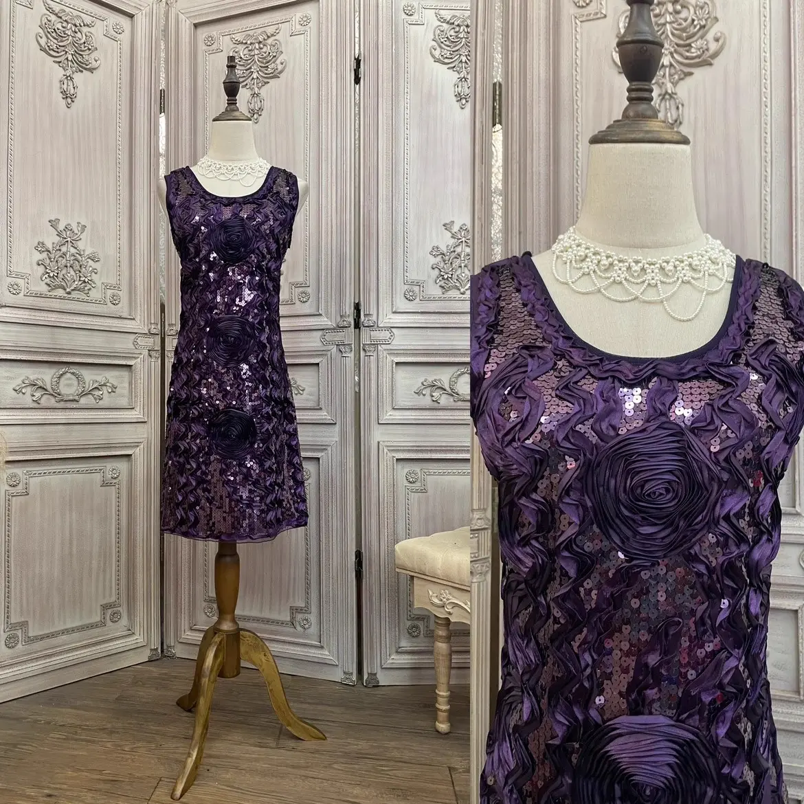 Broderie de paillettes violettes Mini robes de soirée personnalisées de haute qualité Fabricant