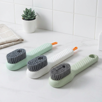 Brosse de nettoyage à distribution de liquide PERFAT, manche long en plastique, poils en nylon, écologique, pour vêtements, linge, tissus, taches de chaussures