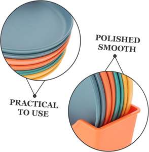 จานอาหารปลอดสาร BPA เป็นมิตรกับสิ่งแวดล้อม ใช้กับเครื่องล้างจานและไมโครเวฟได้ รูปทรงกลมสไตล์ Ins ชุดจานอาหารสำหรับใช้ในบ้าน - Product Image 6