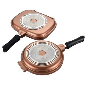 Sartén Redonda Antiadherente de Metal XYL, Utensilios de Cocina de Aluminio, Sartén de <span class=keywords><strong>Doble</strong></span> Cara <span class=keywords><strong>para</strong></span> Preparar Filetes, <span class=keywords><strong>Panqueques</strong></span> y Otros Alimentos, Bajo Humo - Product Image 2