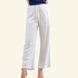 Pantalones de Lino de Corte Recto en Tela de Peso Medio con Acabado Resistente a las Arrugas para un Fácil Cuidado, Estilo Transpirable y Ecológico para el Verano - Product Image 6