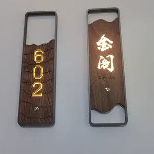 أرقام وحروف معدنية مضاءة من الفولاذ المقاوم للصدأ رقم باب غرفة فندق
